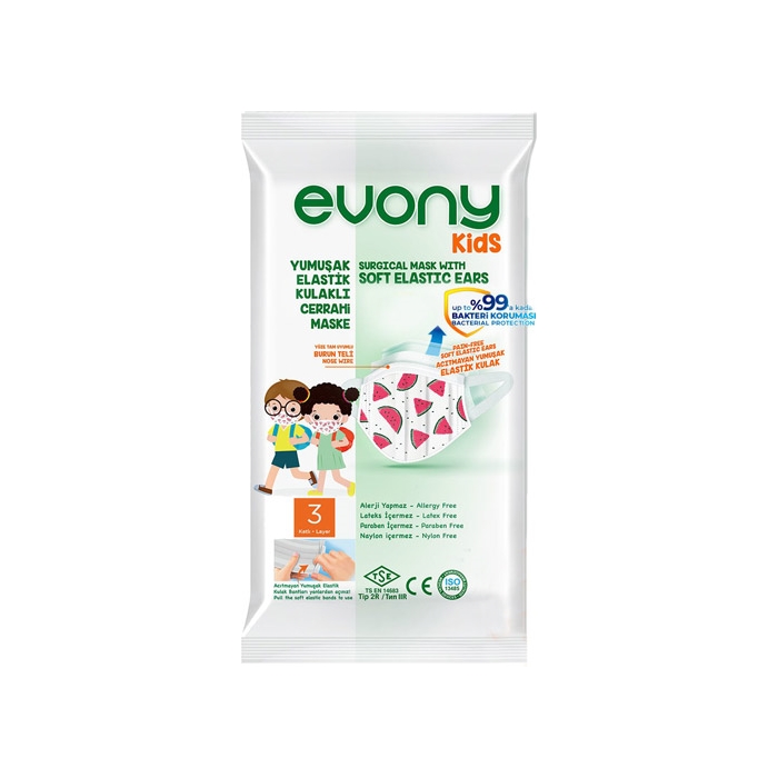 Evony Kids Maske 145x90mm 10lu*16 Paket 160 Adet